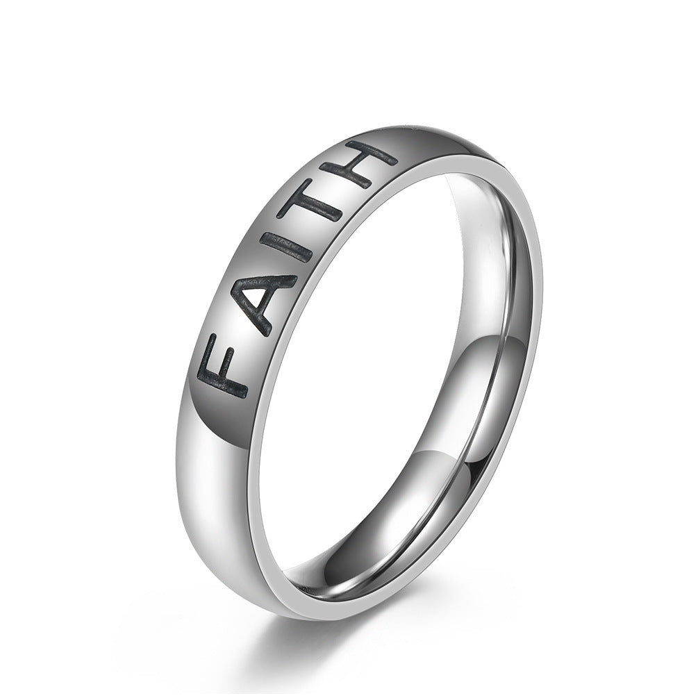 Love Hope Faith Stainless Steel Engraving Ring Unisex Gifts