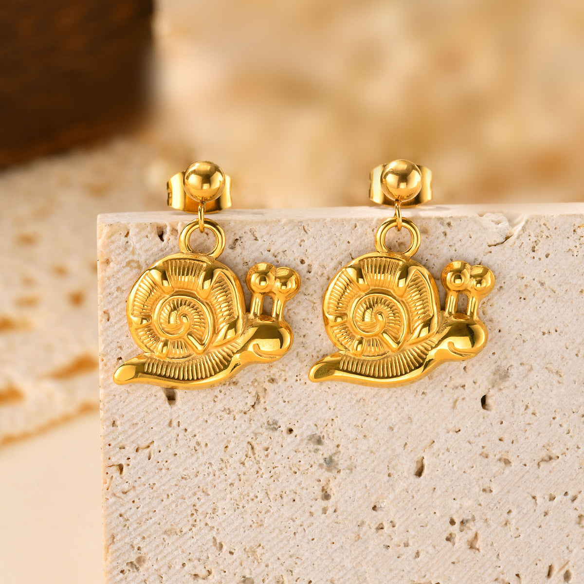Modern Gold-Tone Stainless Steel Earrings
