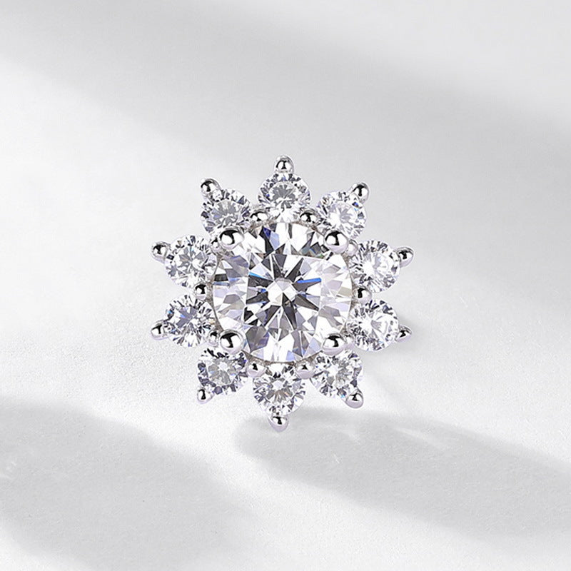S925 Sterling Silver Moissanite Snowflake Stud Earrings