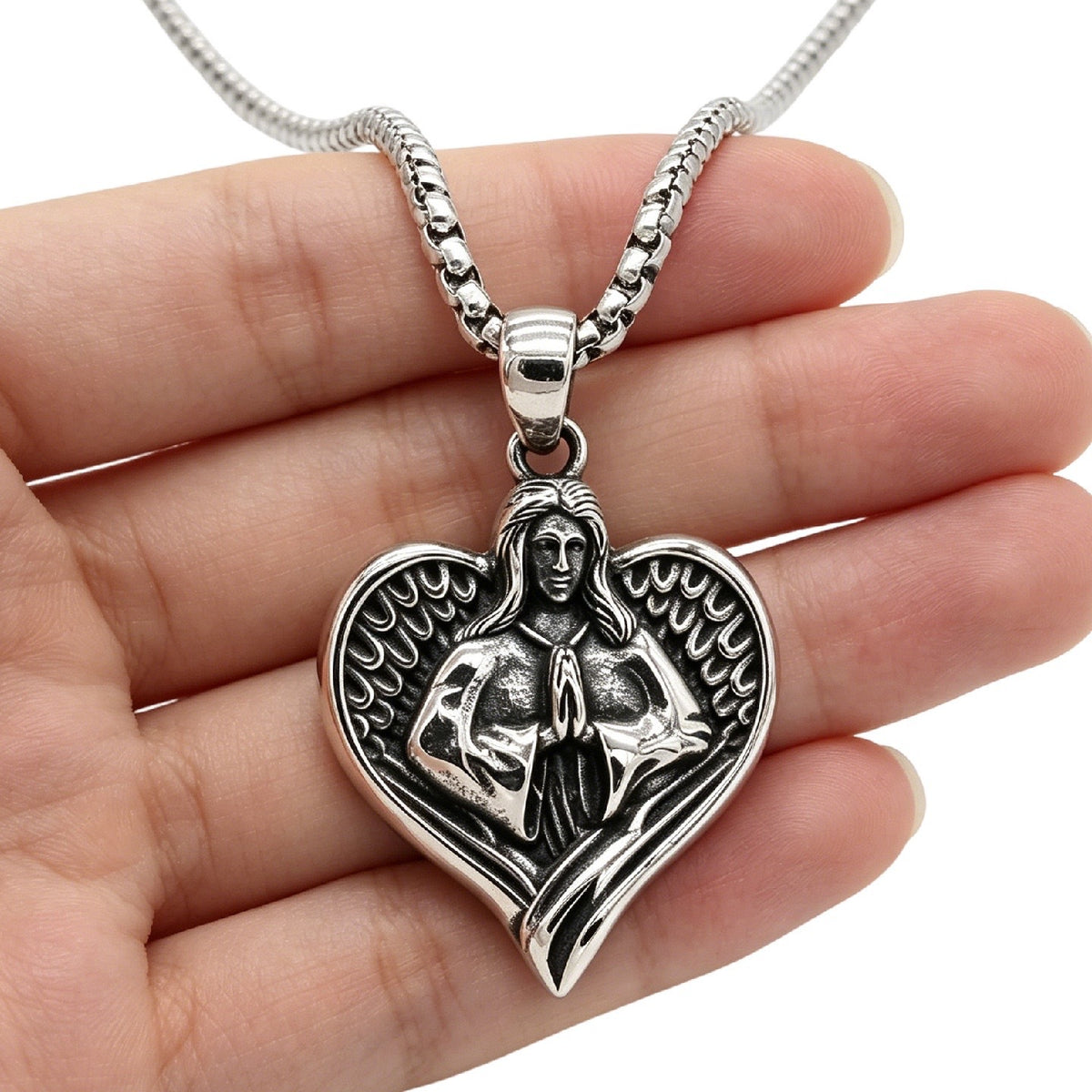 Angel Heart Stainless Steel Pendant Necklace