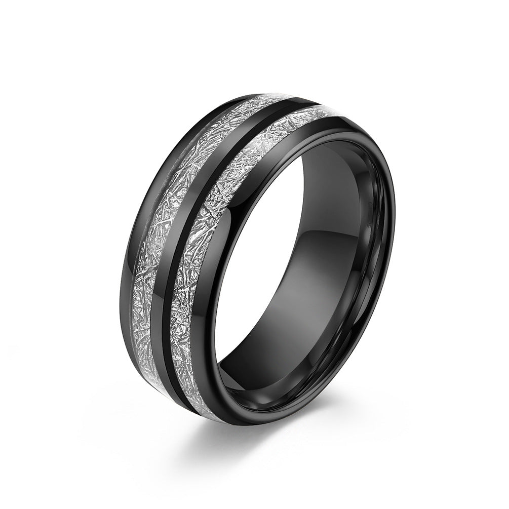 Double-Slot Tungsten Steel Ice Silk Ring for Couples