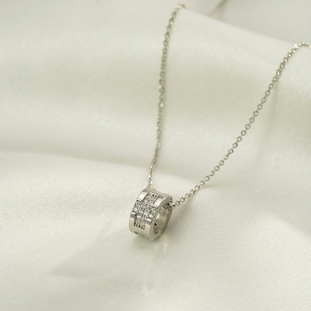 925 Silver H Letter Zircon Necklace Women's Clavicle Chain