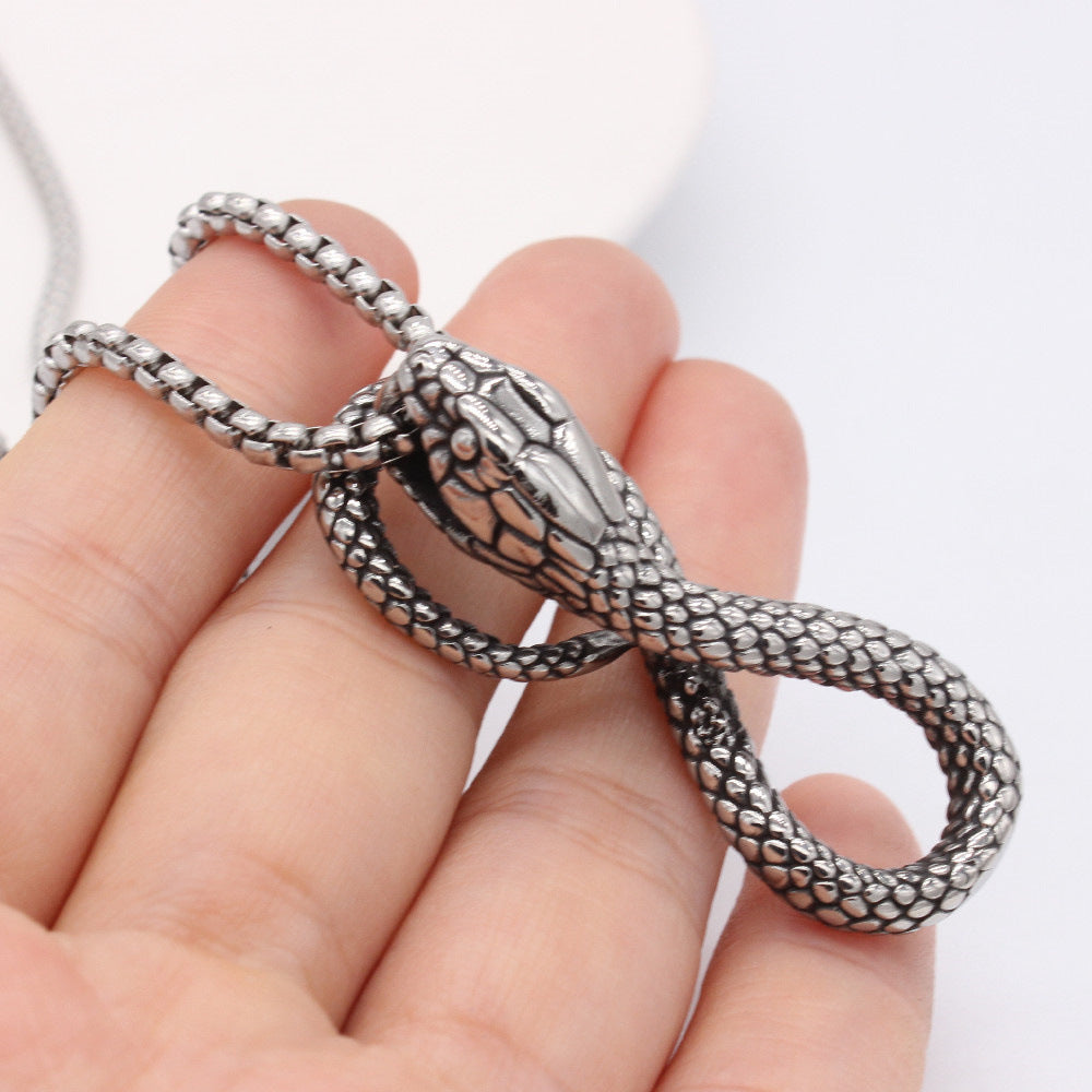 Cobra Pendant Titanium Steel For Men And Unisex Bold Protective Statement Jewelry By Planderful