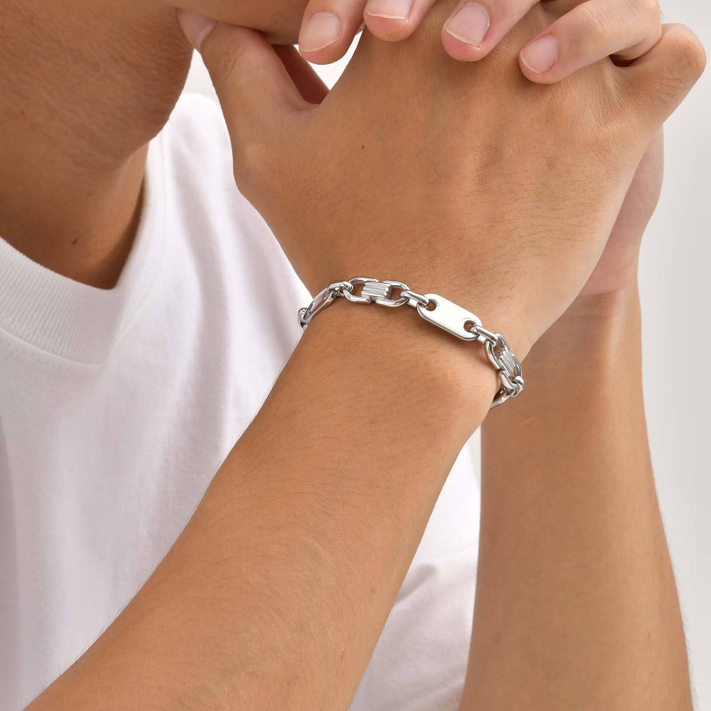 Planderful Stainless Steel Mens Bracelet Versatile Handmade