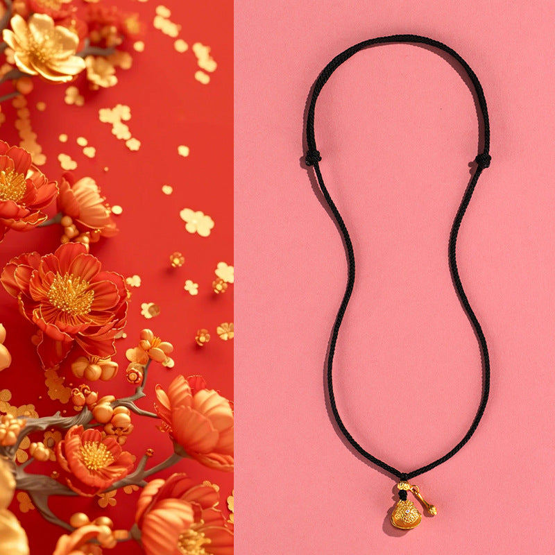 Gold-Tone Wooden Fish Pendant Necklace