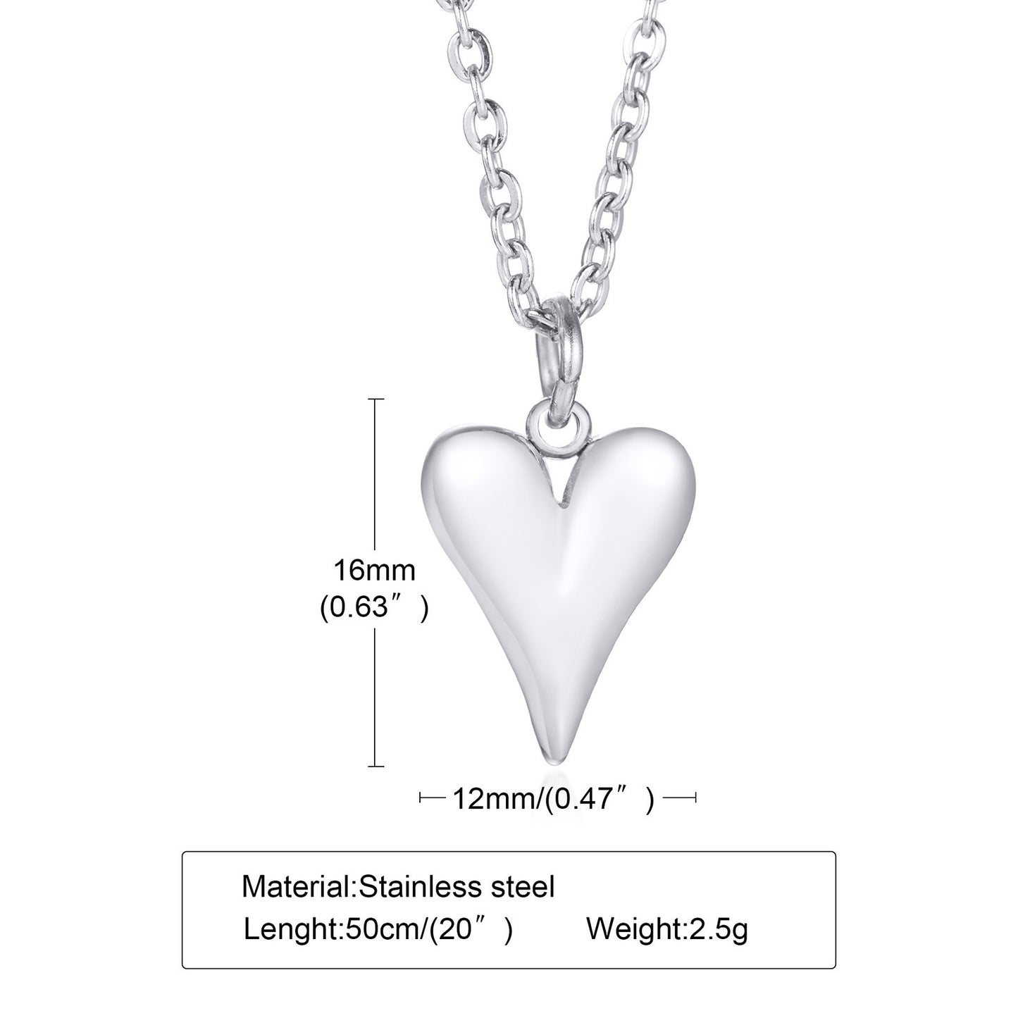 Stainless Steel Heart Pendant Love Necklace Golden Ladies
