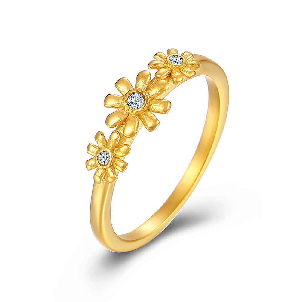 Cross-Border Niche Personality Daisy Titanium Steel Women's Ring