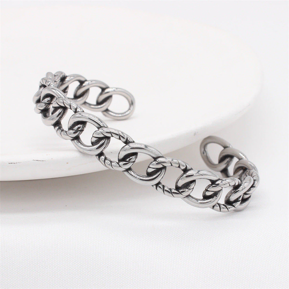 Planderful Everyday Genie – European and American Retro Men's Hollow Chain Opening Bracelet