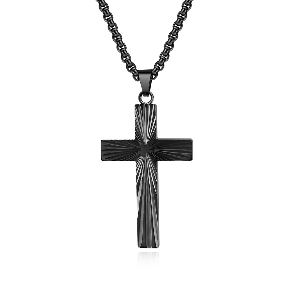 High-Gloss Titanium Steel Cross Pendant for Men