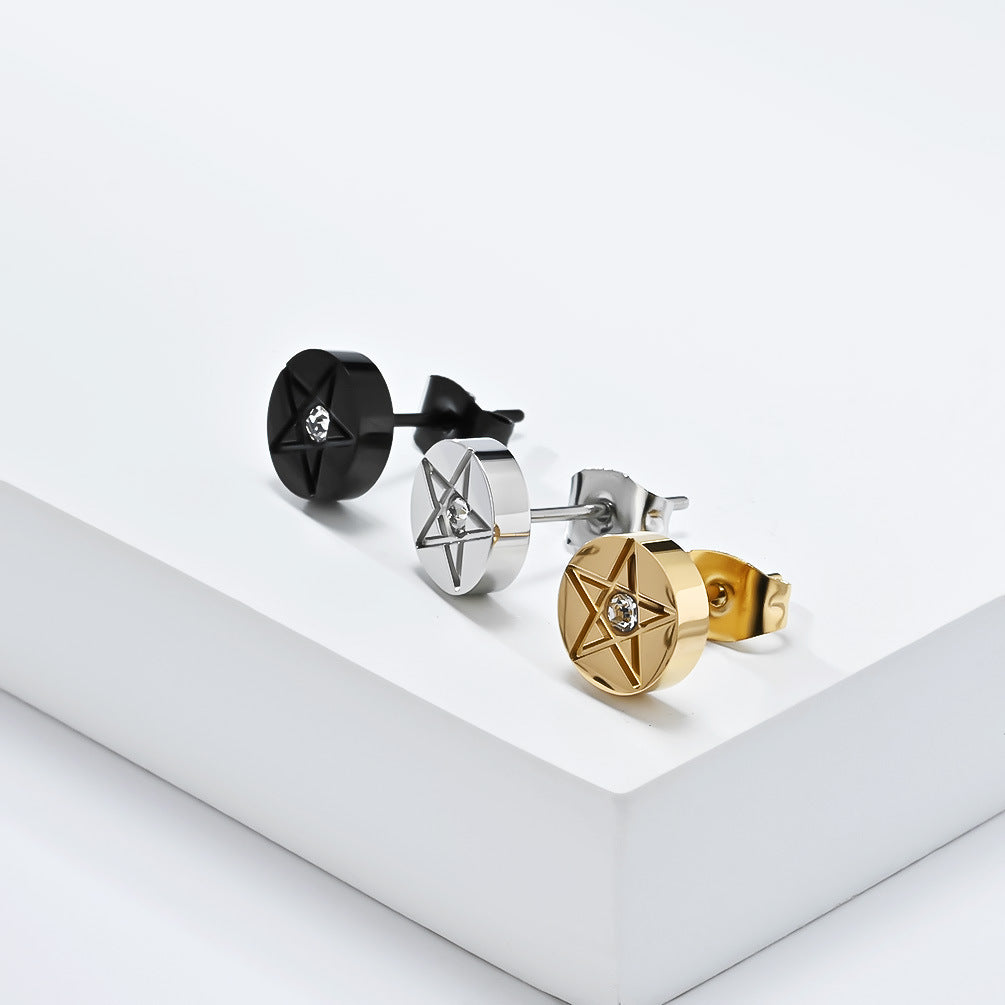 Neutral Style Pentagram Earrings for Men and Women Wholesale