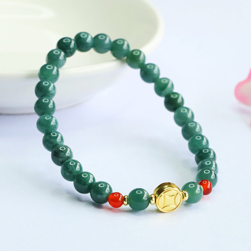 Blue Water Jadeite Agate Style 2 Beaded Bracelet