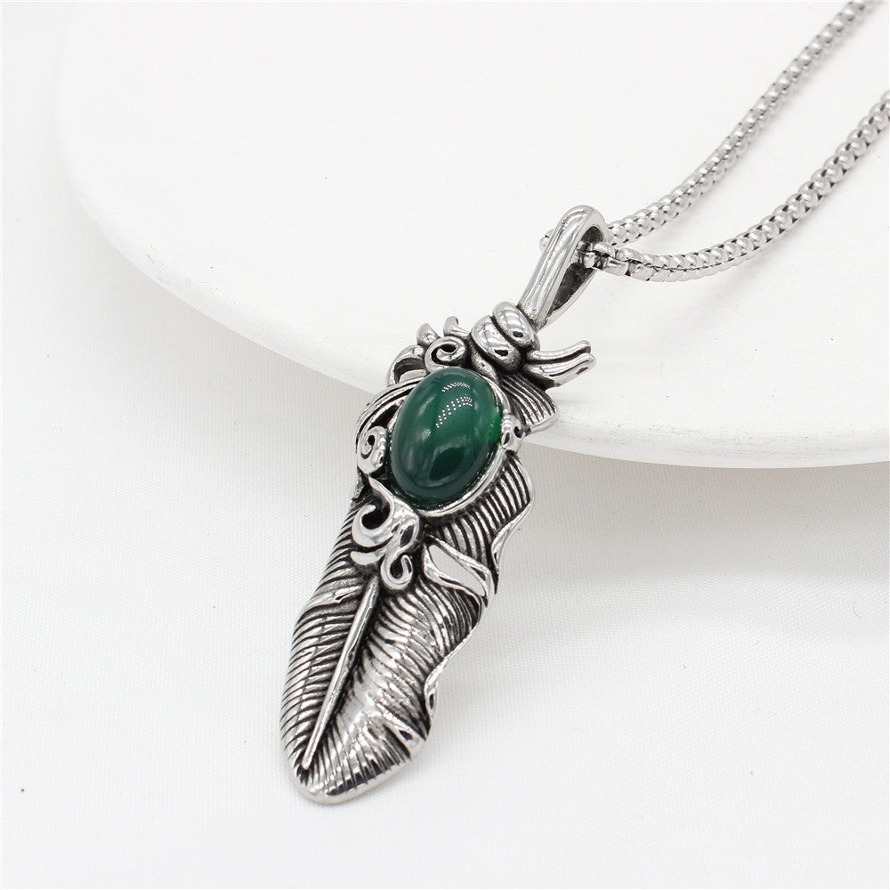 Planderful Feather Pendant Titanium Steel For Men And Women Unisex Hip Hop Accessory With Protection Statement