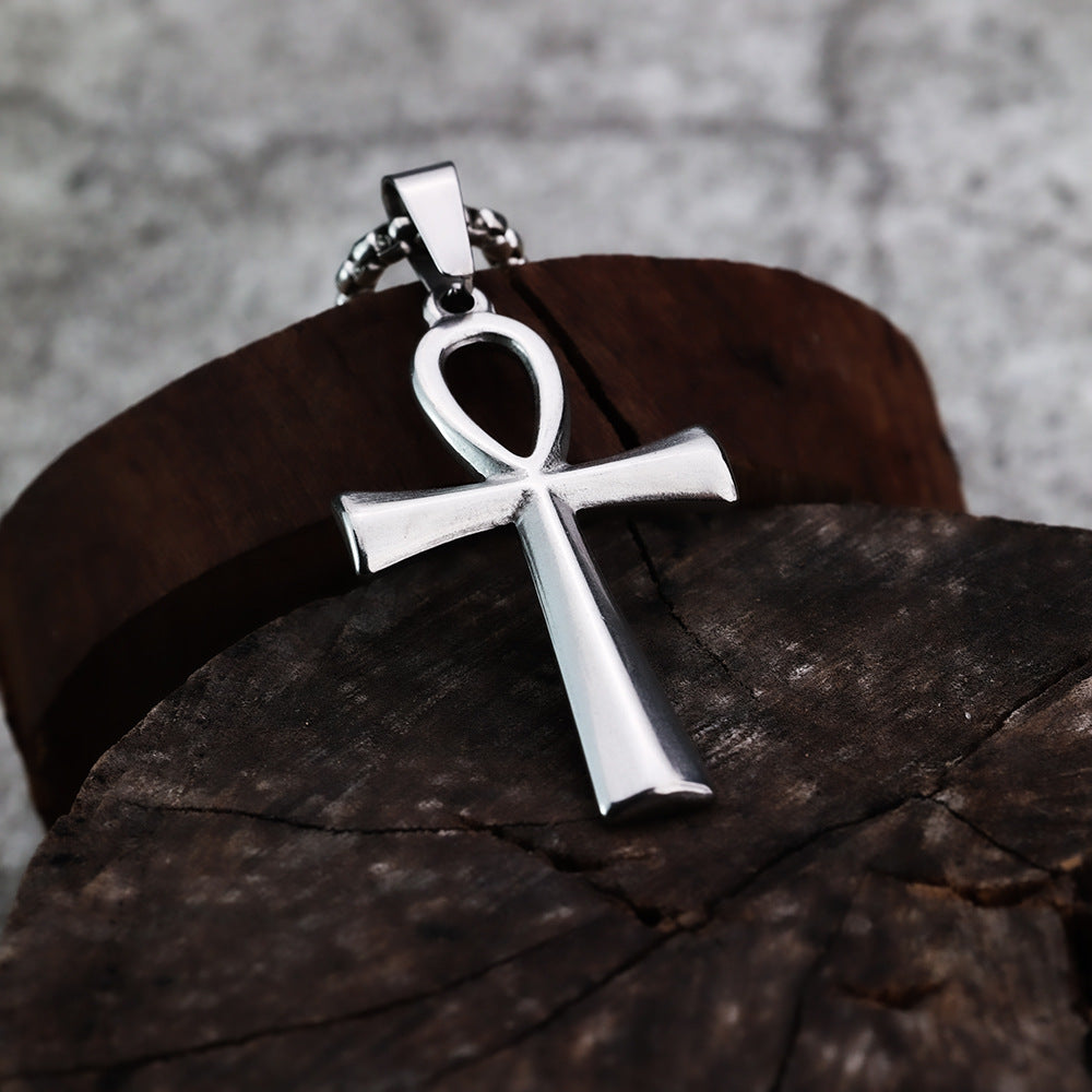 Minimalist Cross Egyptian Stainless Steel Men's Pendant Necklace