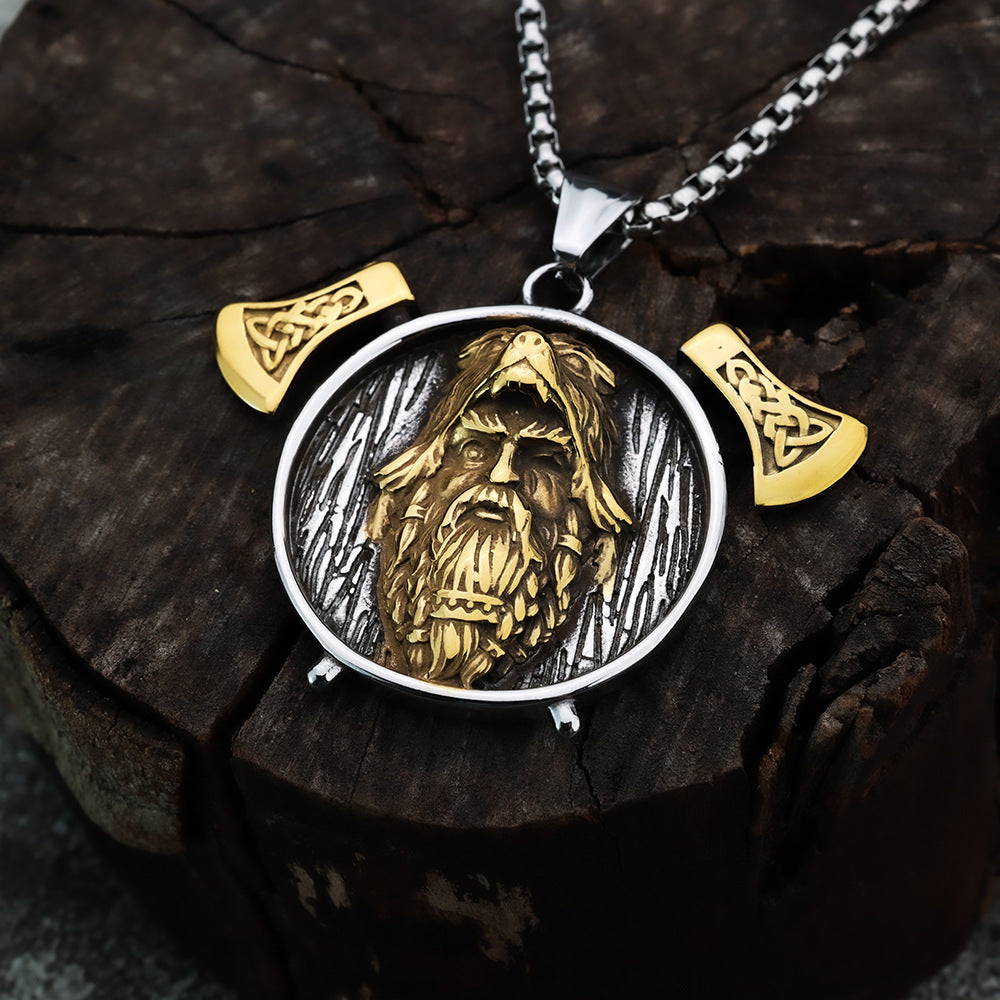 European and American Jewelry Wholesale Titanium Steel Viking Axe Pendant Necklace