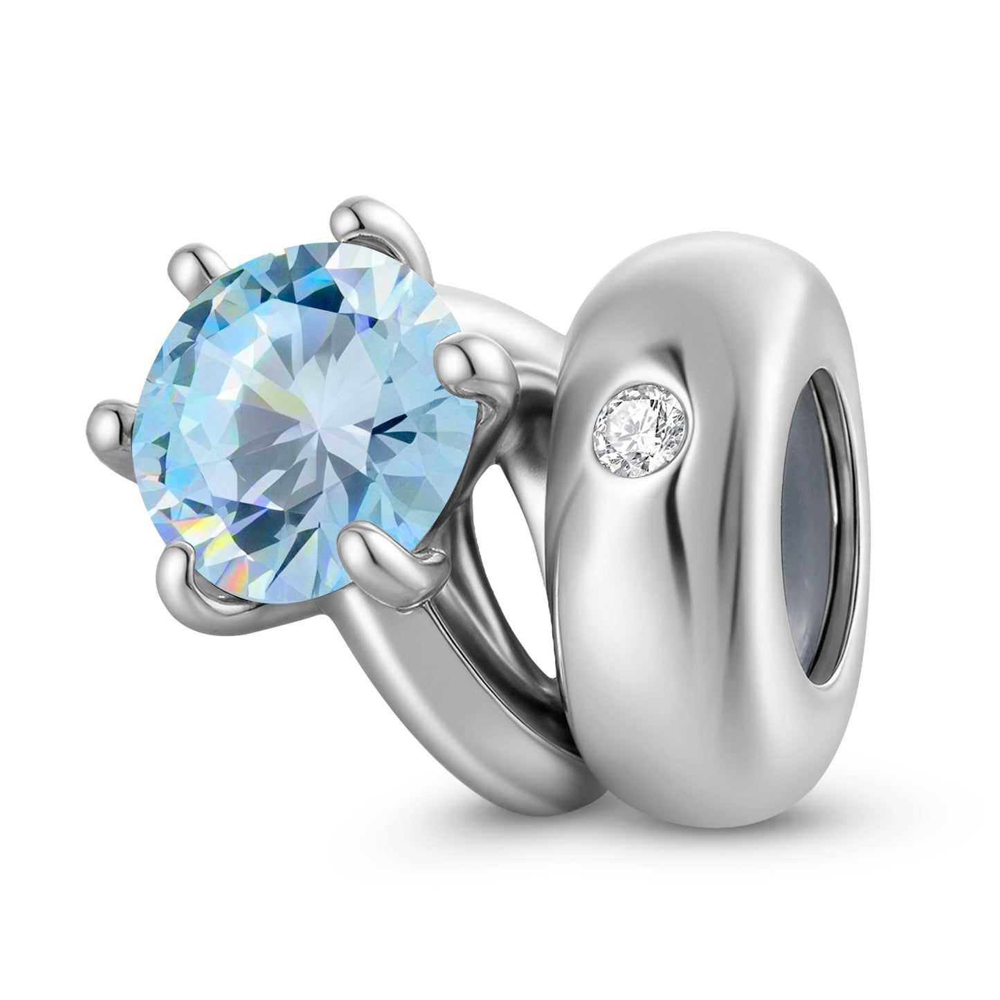 Planderful Jewelry Sterling Silver Beads Pendant December Birthstone DIY Jewelry