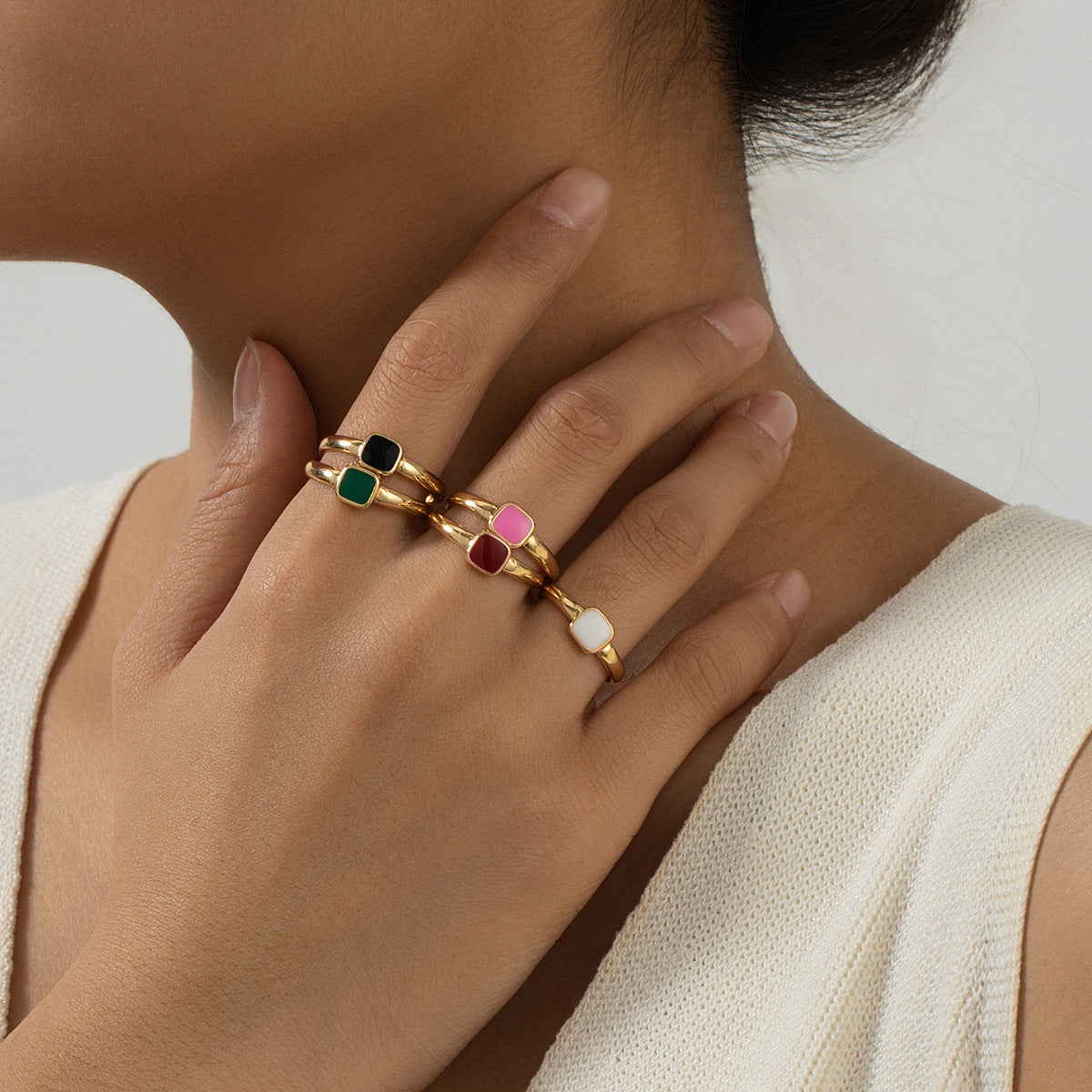 Elegant Vintage Dopamine Drip Ring Set for Women