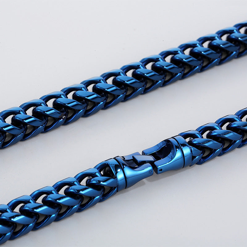 Hip-Hop Cool Round Grinding Three-Dimensional Necklace, Vacuum Electroplated Keel Chain Titanium Steel Men's