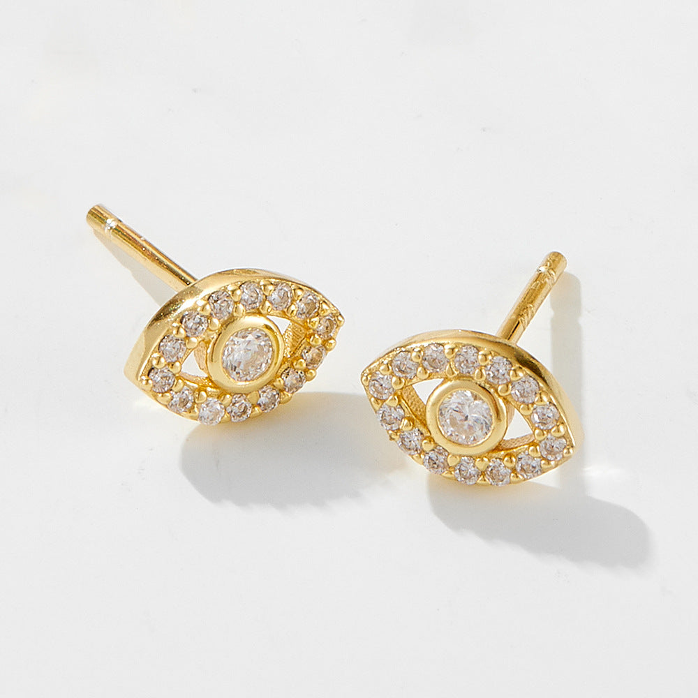925 Sterling Silver Devil's Eye Earrings Micro-Inlaid Zircon Eye Stud