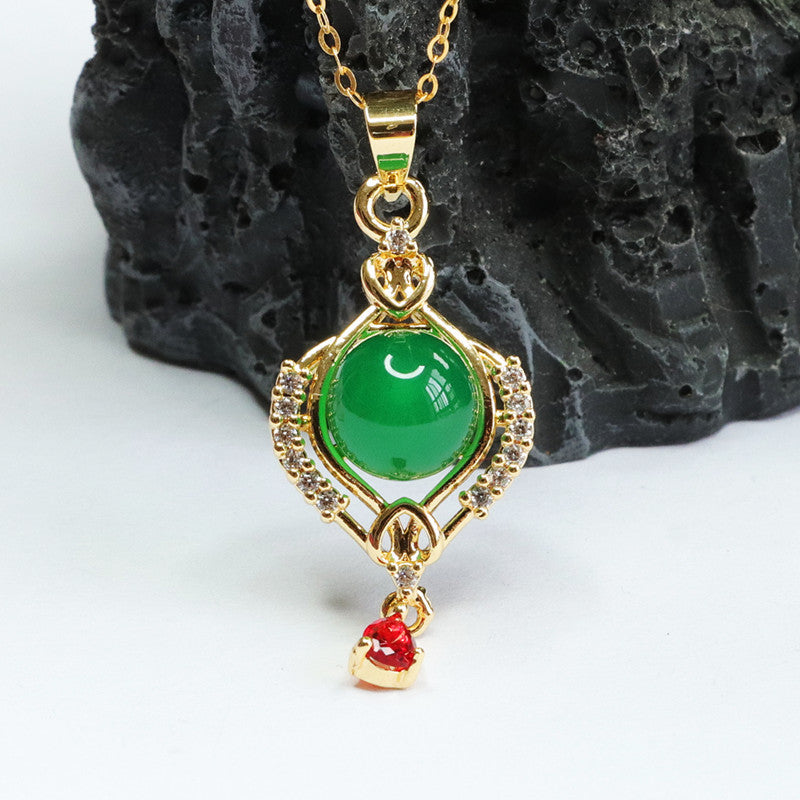 Green Chalcedony Zircon Pendant Necklace from Fortune's Favor Collection