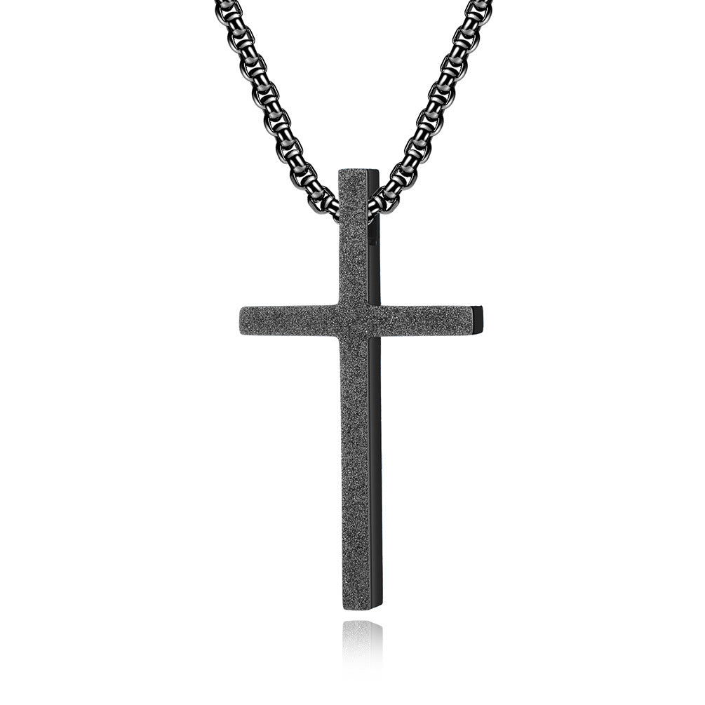 Planderful Cross Necklace Pendant Matte Titanium Steel For Everyday Wear Gift For Him