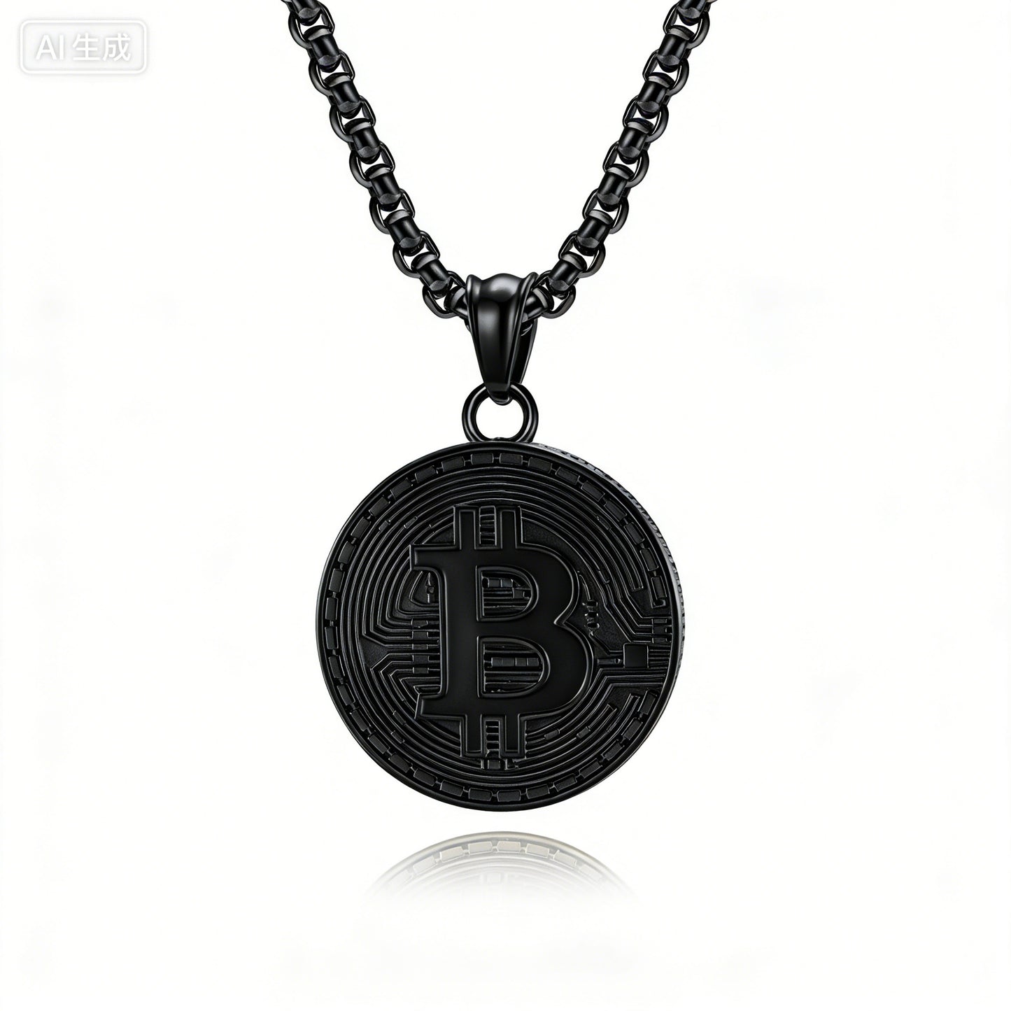 Planderful Bitcoin Pendant Necklace Titanium Steel Gold Plated For Crypto Fans And Hip Hop Fashion