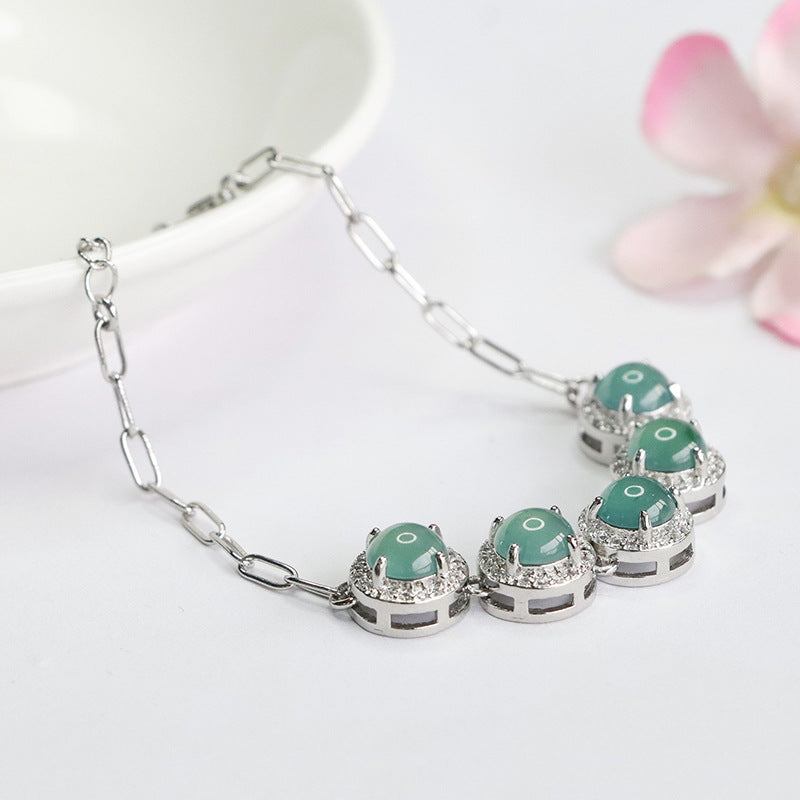Blue Water Jadeite Five-Stone Bracelet