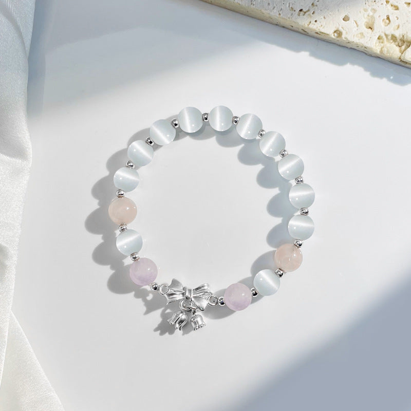 Lavender Amethyst Sterling Silver Bracelet with Opal Accent