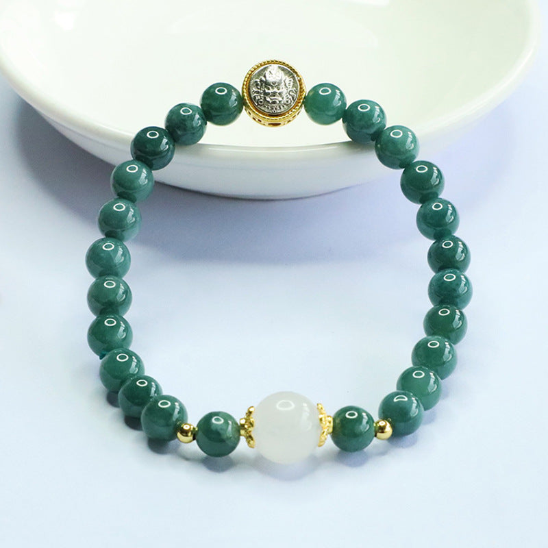 Blue Water Jadeite Classic 6.8 mm Beaded Bracelet