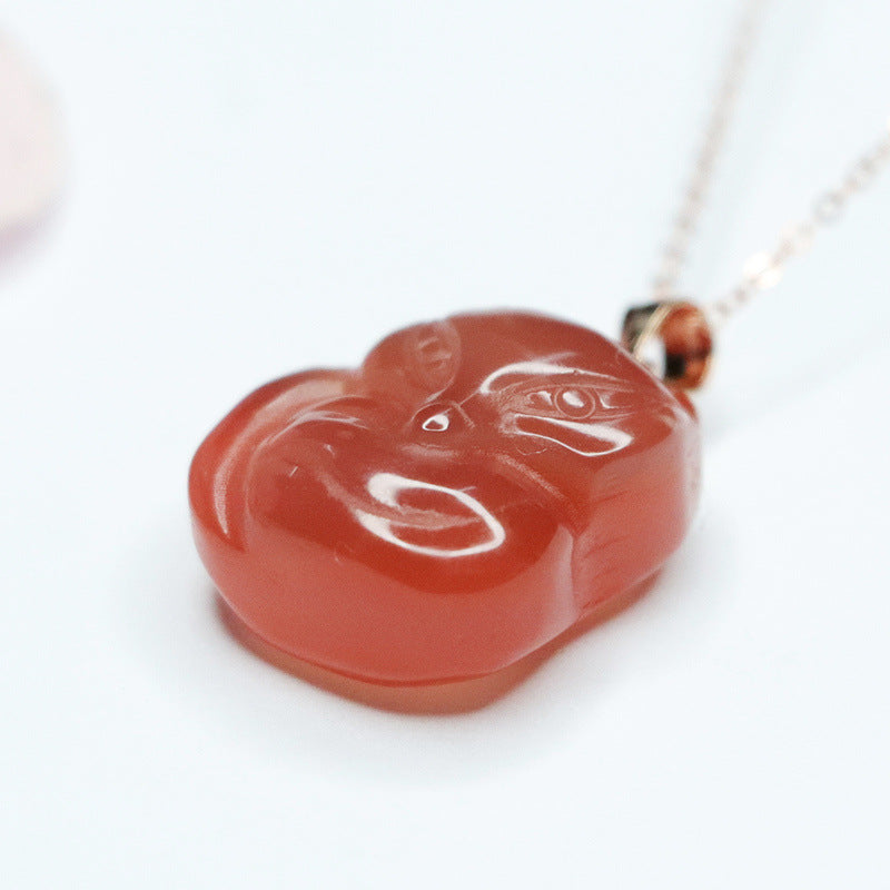 Yanyuan Agate Fox 925 Silver Pendant — No Chain