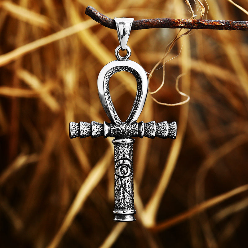 Retro Titanium Steel Cross Pendant for Men - Wholesale Scepter Design