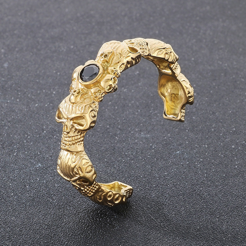 Planderful Gothic Skull Bracelet For Men Titanium Steel