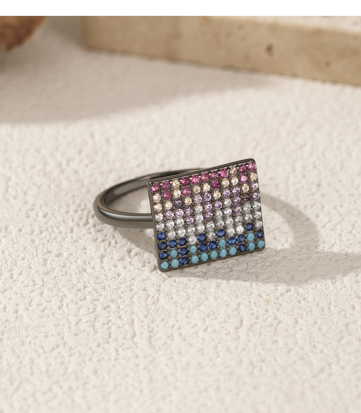 925 Sterling Silver Turquoise Pavé Zircon Ring