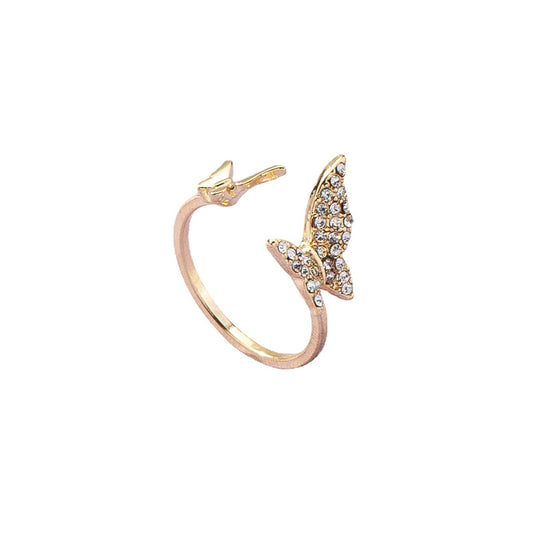 Butterfly Bliss Ring: Elegant Metal Hand Ornament Jewelry