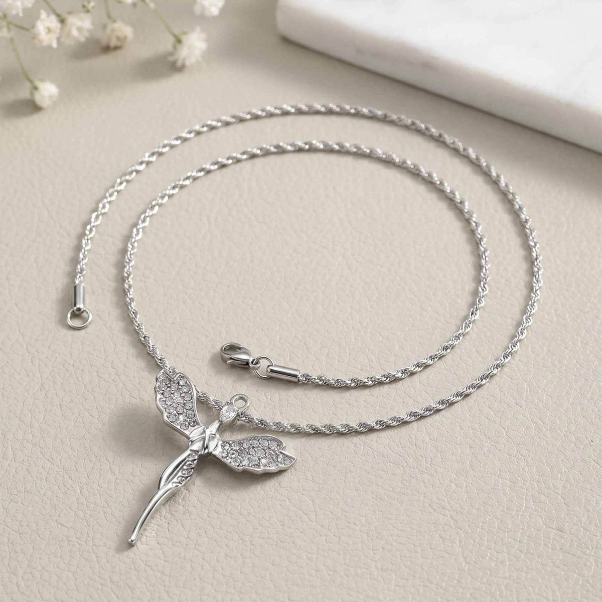 Angel Cross Necklace Stainless Steel Zircon Pendant – Religious Wind