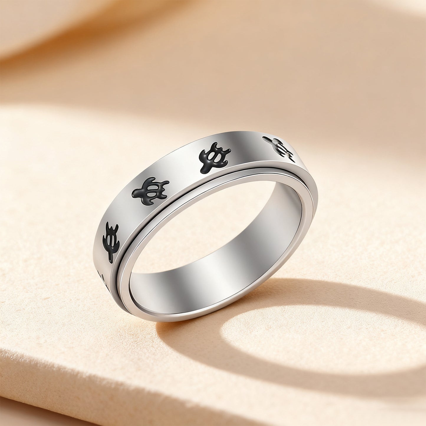 Planderful Turtle Ring Decompression Jewelry Unisex Steel Ring For Men Women Couple Gift
