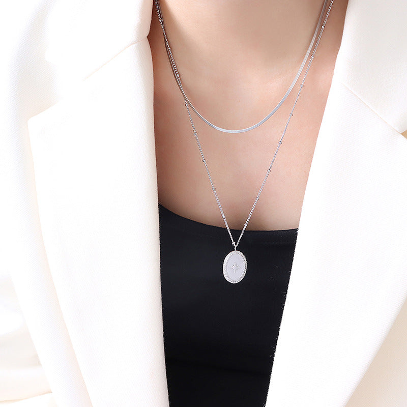 Gilded Starlight Lace Necklace by Planderful - Korean Style Elliptical Design