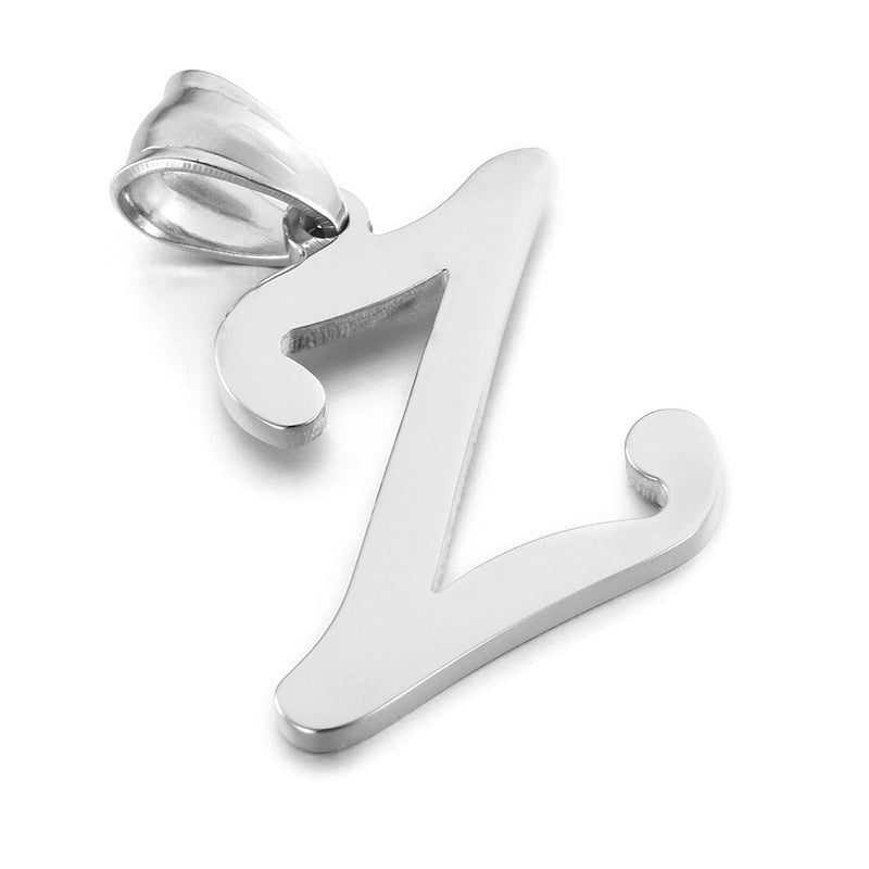 Men's And Women's Letter Pendants, Stainless Steel Glossy 26-Letter Titanium Steel Necklace