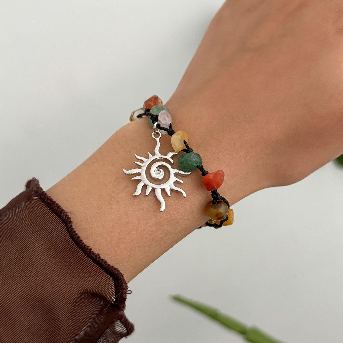 Planderful Vienna Verve Beaded Pendant Bracelet For Women Adjustable Pull Rope Statement Star Sun Charm