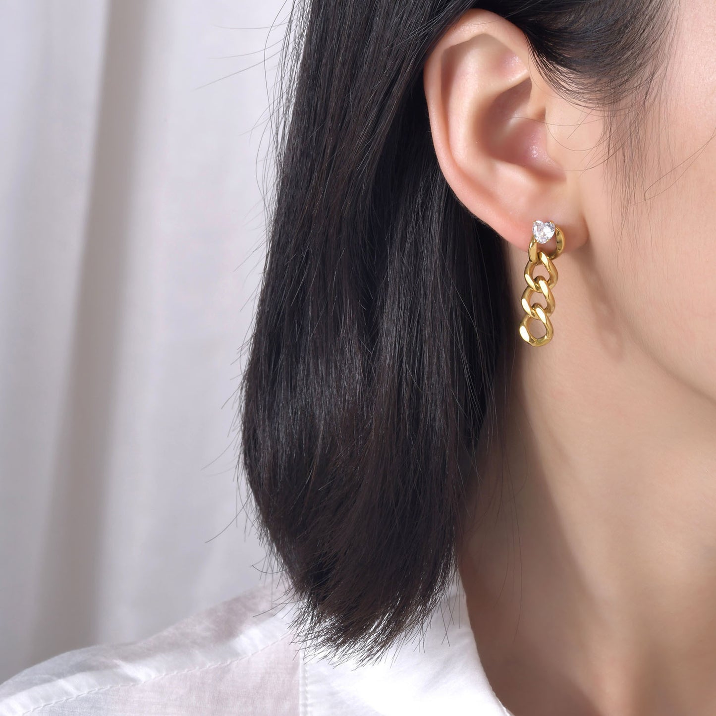 Jewelry Design Stainless Steel Inlaid Zircon Heart Earrings