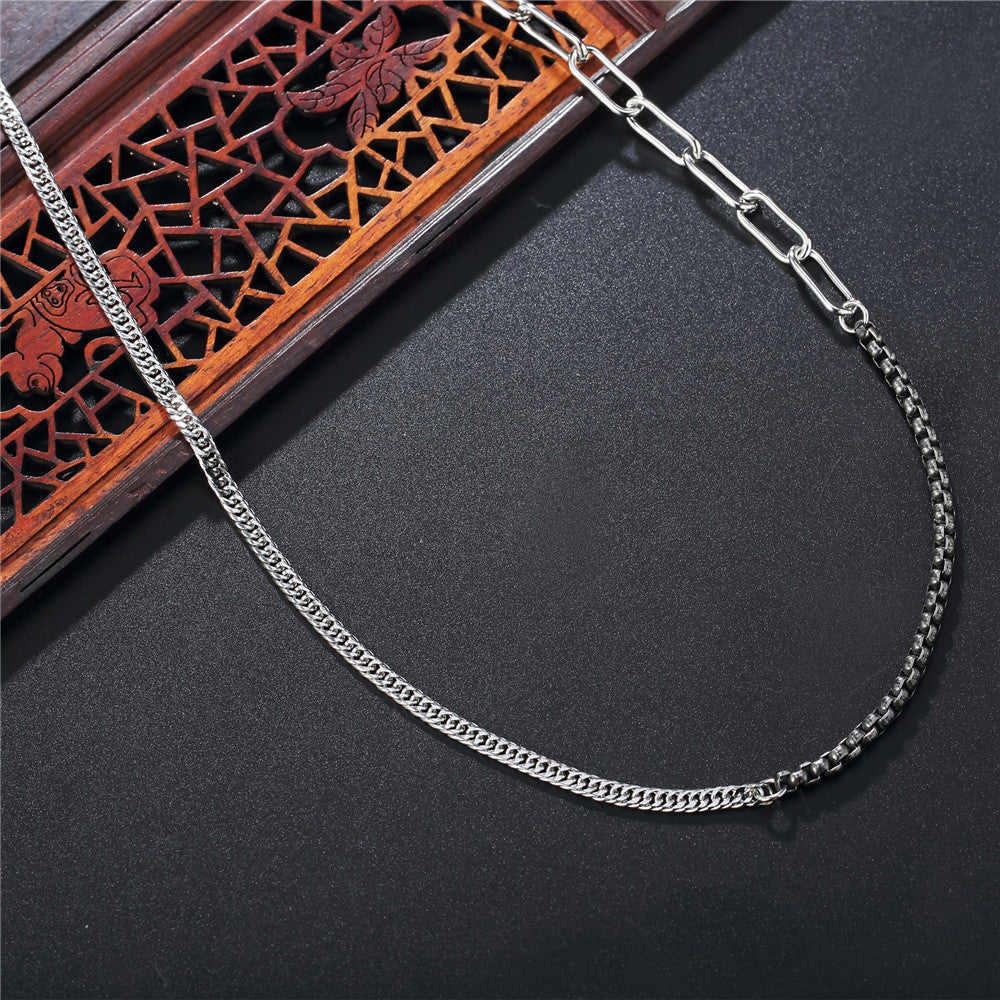 Planderful Cuban Chain Necklace Titanium Clavicle Style Unisex Personalised Korean Version
