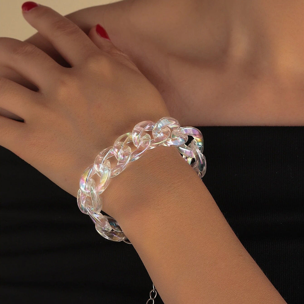 Cross-border Nightclubs AB Color Double Chain Clavicle Necklace