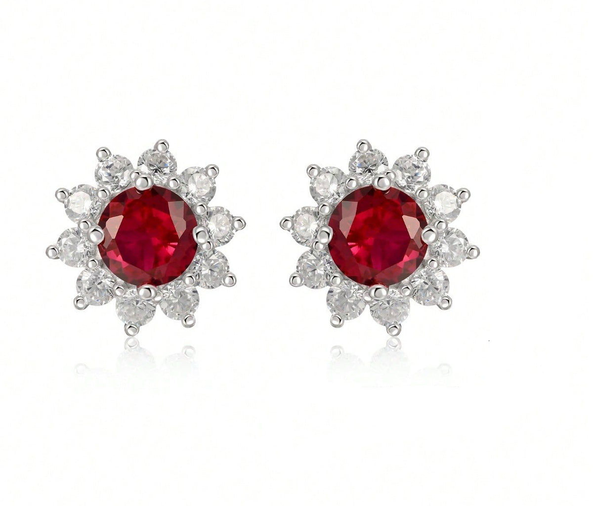 S925 Sterling Silver Lab-Grown Ruby Round Pendant Necklace