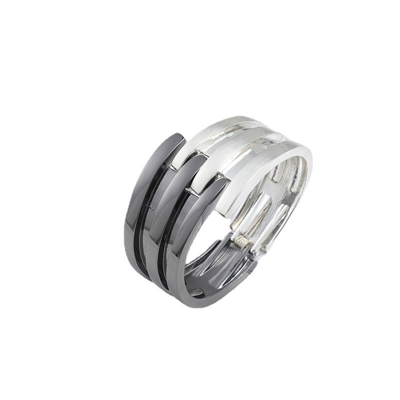European Silver Wide Edge Exaggerated Bracelet from Vienna Verve Collection