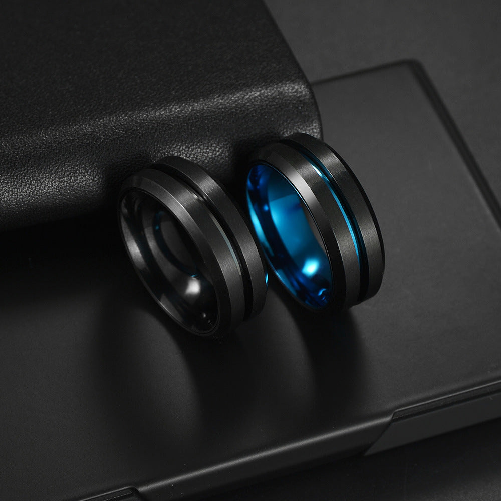 Rotating Black Titanium Ring for Men - European and American Jewelry