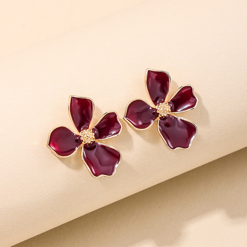 Dopamine Flower Metal Drop Earrings Set - Vienna Verve Collection