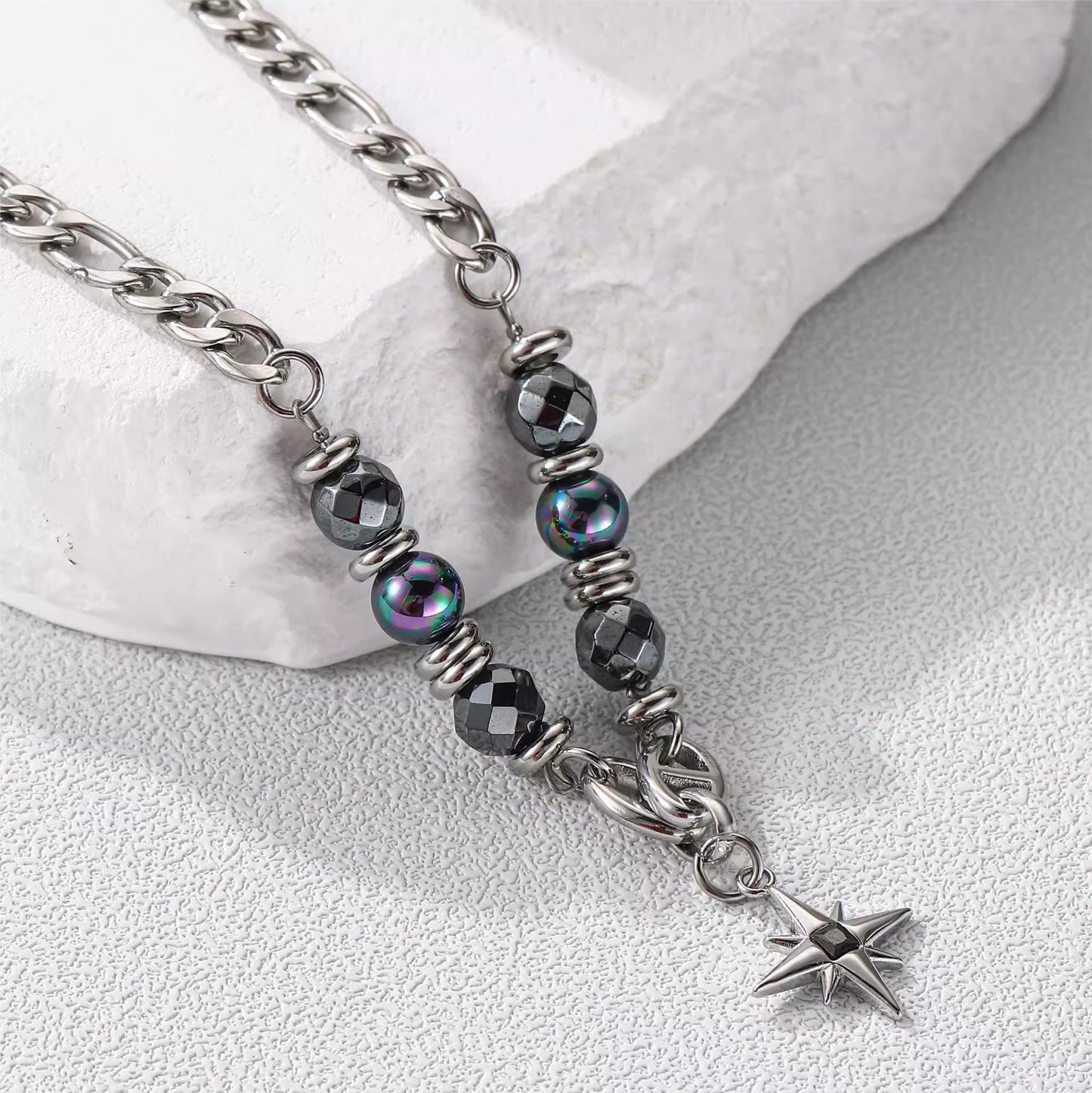 Planderful Jewelry Octagram Necklace Titanium Steel Men Women Unisex Modern Design