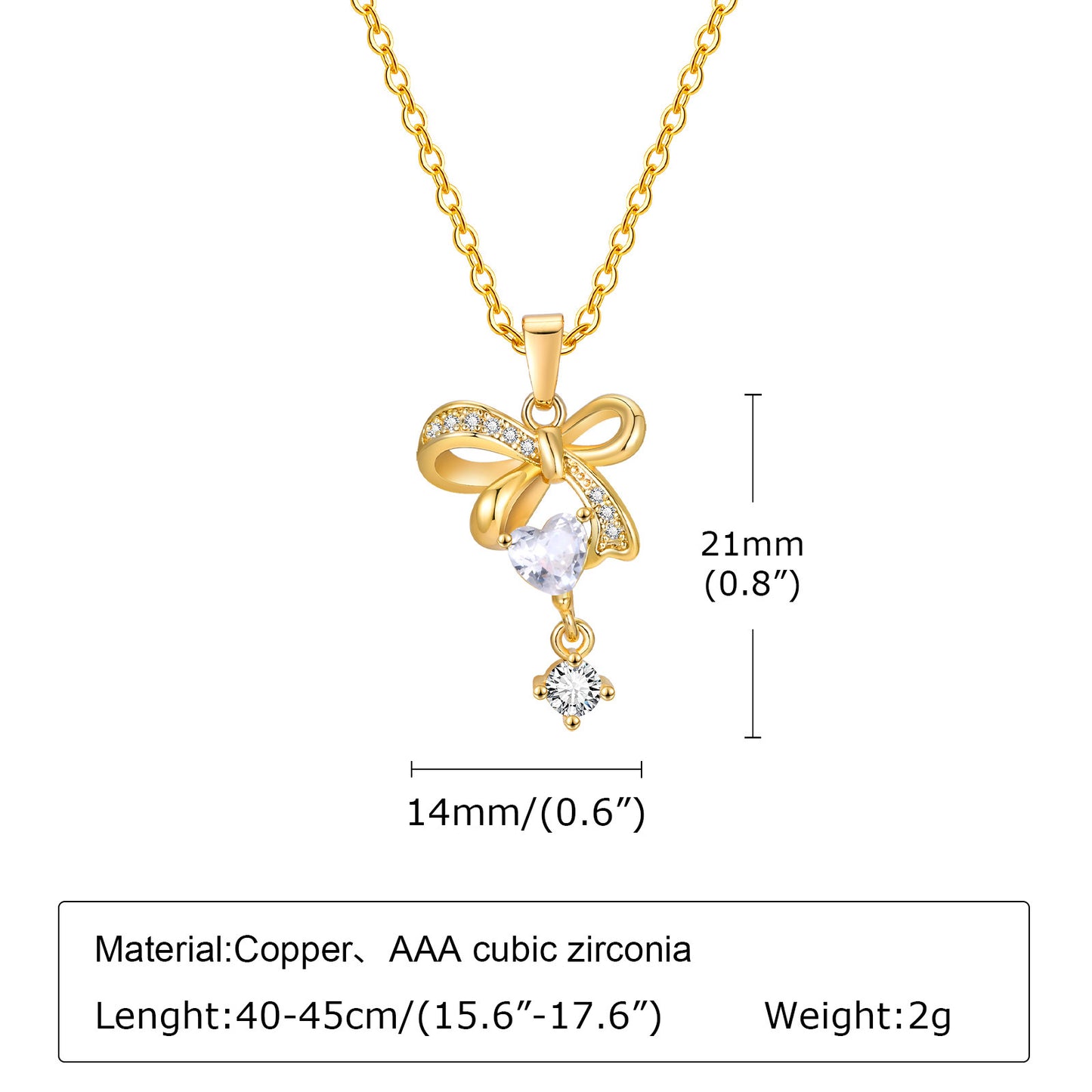 European And American Jewelry Gold Heart-Shaped Zircon Pendant Necklace Women Jewelry Wholesale