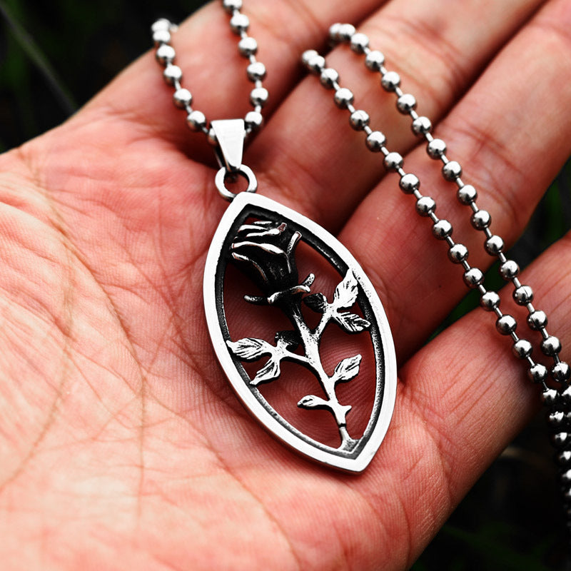 Stylish Retro Rose-Shaped Titanium Steel Pendant for Unisex - Minimalist Stainless Steel Accessory
