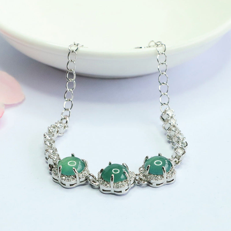 Blue Water Jadeite Summer Blossom Bracelet