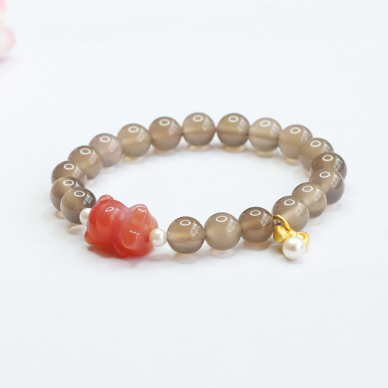 Smoke Chalcedony Agate Bear Fortune's Favor Bracelet